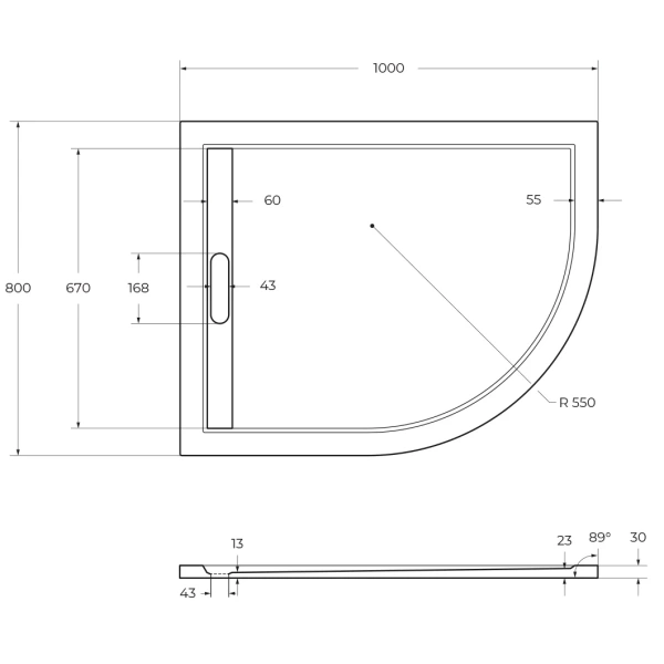 душевой поддон из искусственного камня cezares tray as 100x80 l tray-as-rh-100/80-30-w-l белый