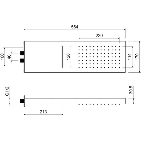 верхний душ aquatek 2 jet aq2085cr хром