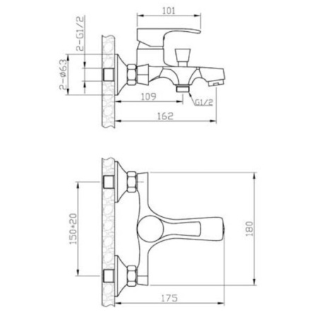 смеситель для ванны с душем agger fine a1110000 цвет хром