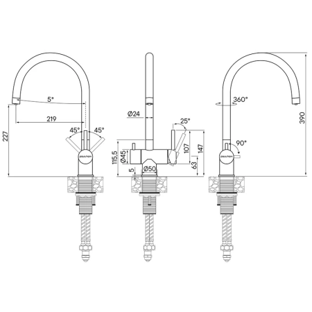 смеситель для кухни с фильтром paulmark heller he213218-431 + h851p00