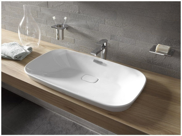 раковина toto neorest lw3717hy полувстраиваемая, 74.6х44.8 см, без отв.под смеситель, белая