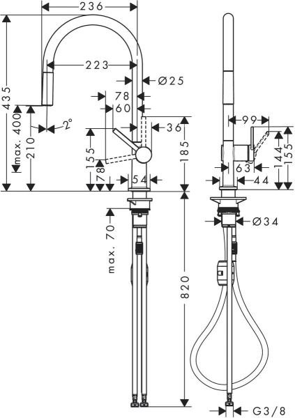 смеситель для кухни hansgrohe talis m54 72802670, черный матовый