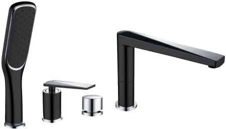 Смеситель на борт ванны Boheme Venturo 370-B Черный Хром