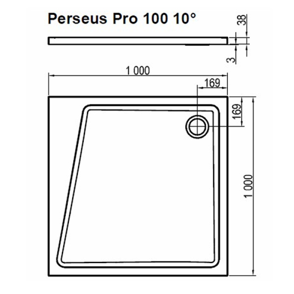 душевой поддон из искусственного камня ravak 10° perseus pro 100×100 xa05aa01010 белый