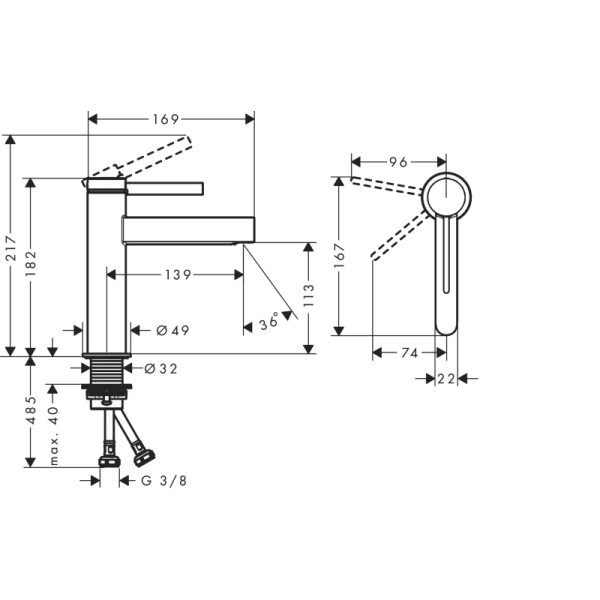 смеситель для раковины с донным клапаном coolstart hansgrohe finoris 76024700