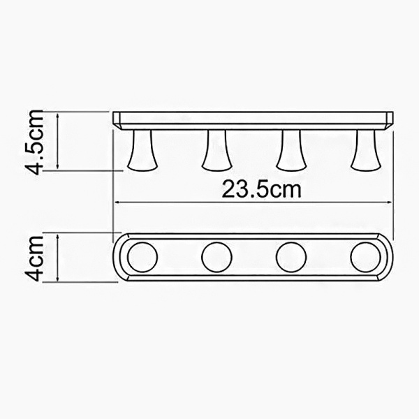 Планка на 4 крючка WasserKRAFT K-1074BLACK черный матовый