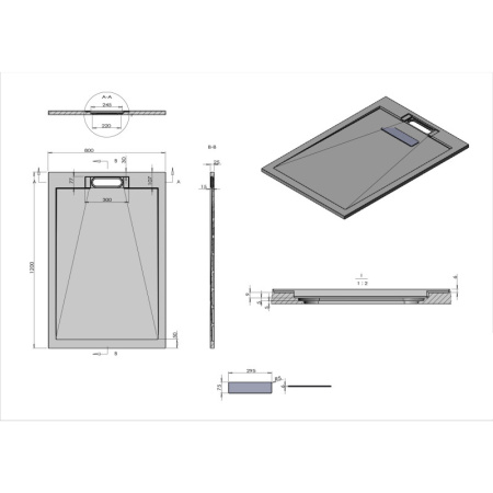 душевой поддон из литого мрамора 120×80 см vincea vst-4srl8012g