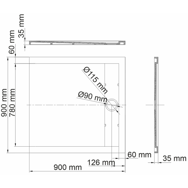 душевой поддон из искусственного камня wasserkraft abens 90×90 20t03 черный матовый