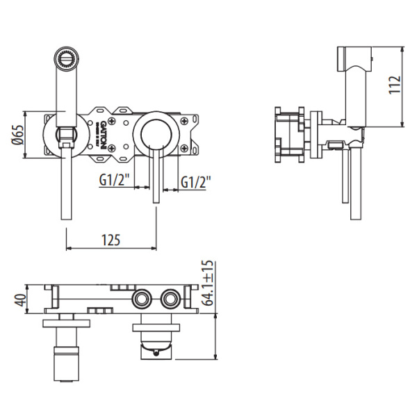 gattoni gattoni circle two гигиенический душ, с внутренней частью, gbox, цвет: хром