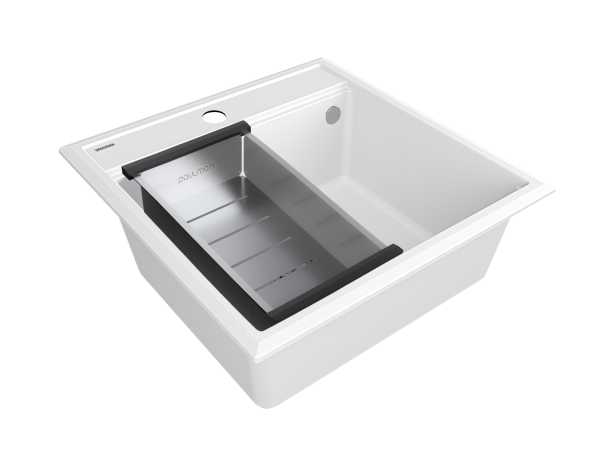 мойка stepia 50, it-granit + коландер advance брашированная нерж. сталь, pm115051-wh+a375-bs