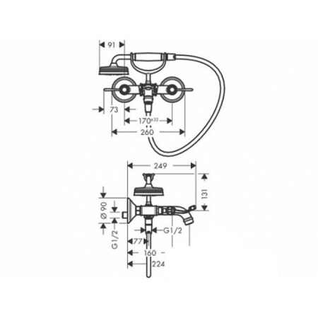 смеситель для ванны axor montreux 16551000