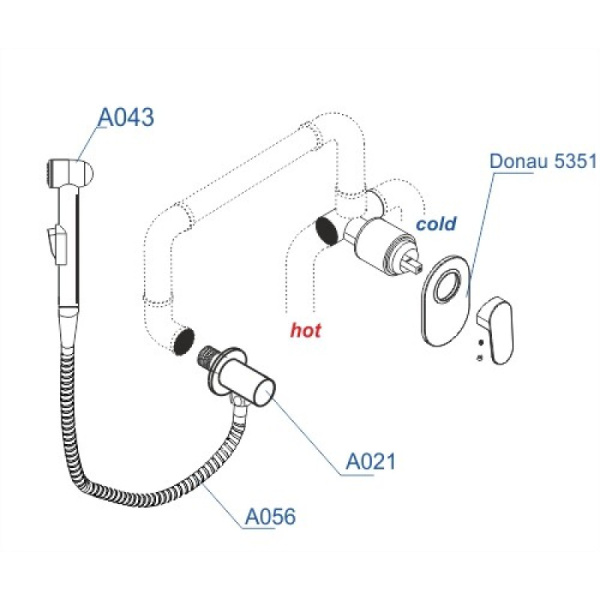 гигиенический душ со смесителем wasserkraft donau a15356 цвет хром