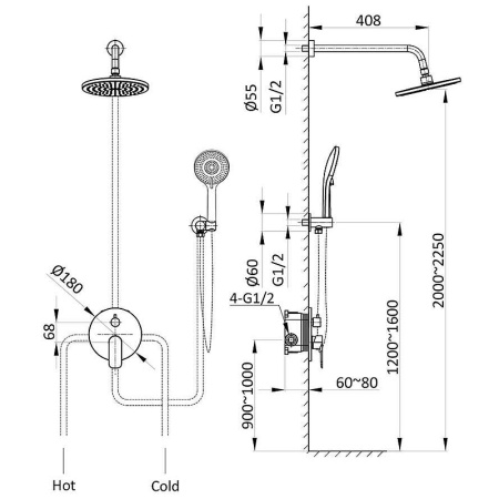 душевая система vincea desire vsfw-1d1gm вороненая сталь