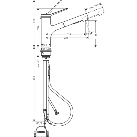 смеситель для кухни hansgrohe zesis m33 sbox lite 74803000, хром