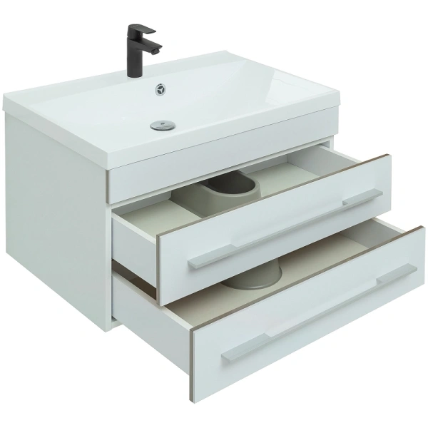 тумба под раковину aquanet верона 75 new белая матовая, 00272422