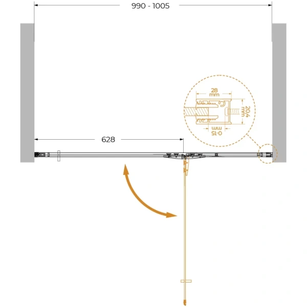 душевая дверь cezares liner 100 r liner-b-12-100-c-cr-r профиль хром стекло прозрачное