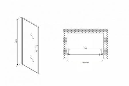 душевая дверь abber sonnenstrand 80 ag04080b профиль черный, стекло прозрачное