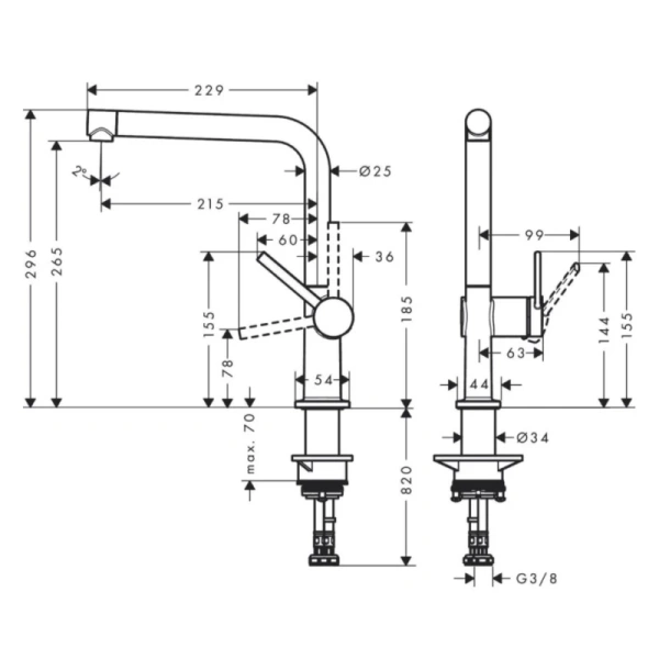 смеситель для кухни hansgrohe talis m54 72840000, хром