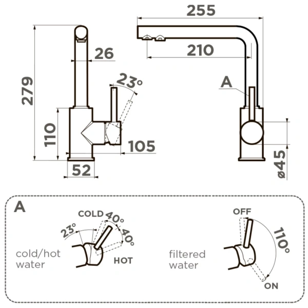 смеситель для кухни с подключением к фильтру omoikiri nakagawa 2 plus-sa бежевый 4994419