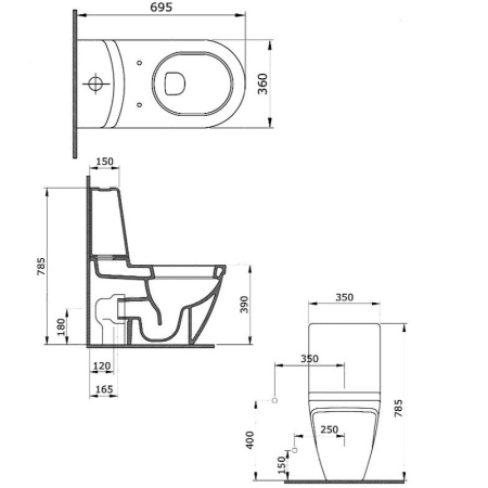унитаз-компакт bocchi taormina 1017 белый глянцевый