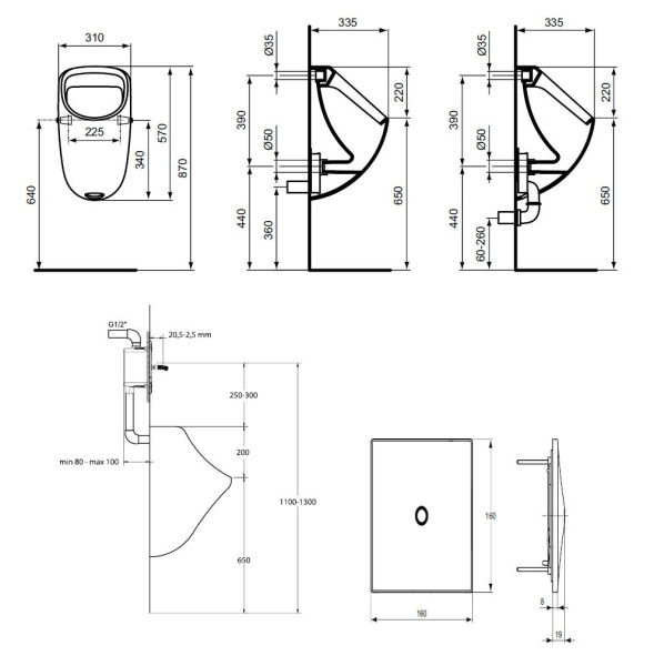 писсуар подвесной ideal standard connect e567101