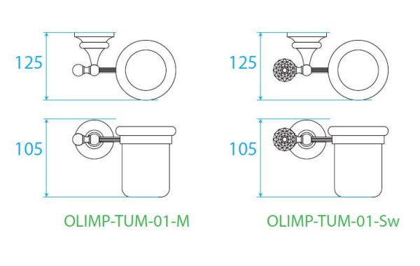 Стакан для зубных щеток Cezares Olimp OLIMP-TUM-03/24-Sw Золото 24 карат