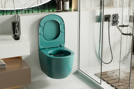 унитаз abber bequem ac1101mbg подвесной, с сиденьем микролифт, цвет темно-зеленый матовый