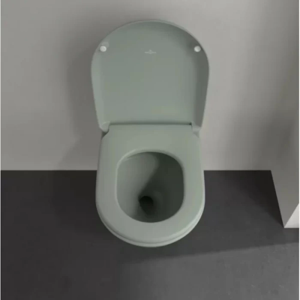 сиденье для унитаза villeroy & boch antao 8m67s1r8 с микролифтом, быстросъемное, цвет morning green, петли хром
