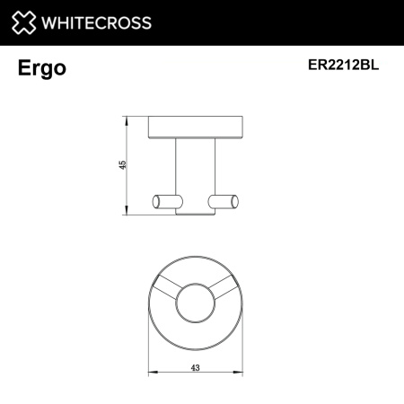 крючок whitecross ergo er2212bl двойной, черный мат