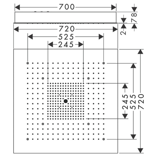 верхний душ 720x720 мм axor showersolutions 10625800