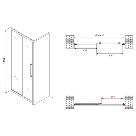 душевая дверь abber schwarzer diamant 100 ag30100bmхh профиль черный, стекло матовое