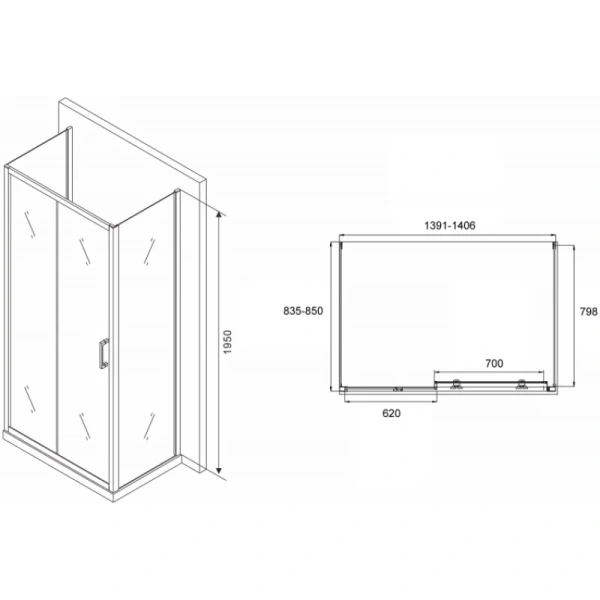 душевой уголок 140x85 см abber schwarzer diamant ag30140b-s85b-s85b прозрачно