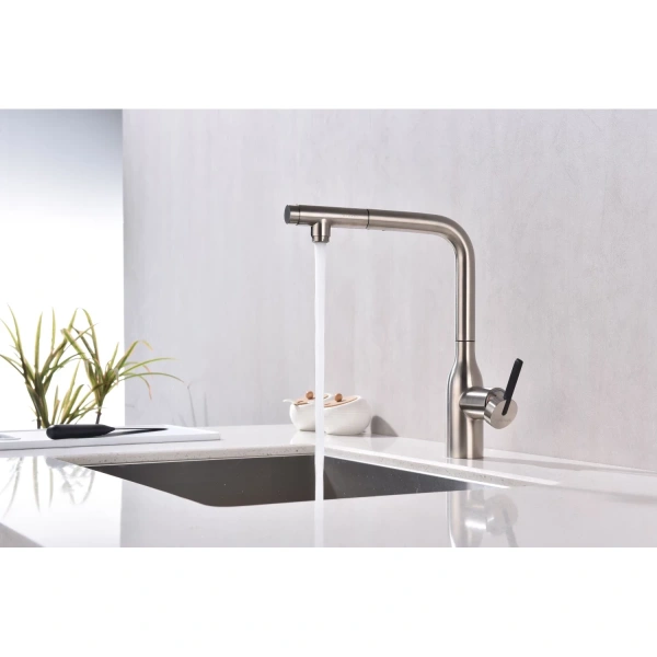 смеситель для кухни с подключением к фильтру paulmark viper vi213105-ni, цвет никель