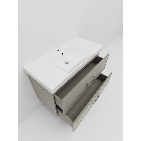 тумба под раковину la fenice cubo twin fnc-01-cub-c-100-2 97,6 см, подвесная, бежевый матовый