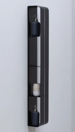 полка aquanet магнум h 00326459 20x130 см, вертикальная, черный матовый