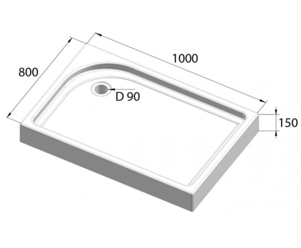 душевой поддон 100×80 см belbagno tray tray-bb-ah-100/80-15-w-l с антискользящим покрытием, белый
