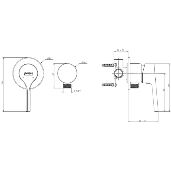 смеситель для душа jacob delafon elate e25754-cp, хром