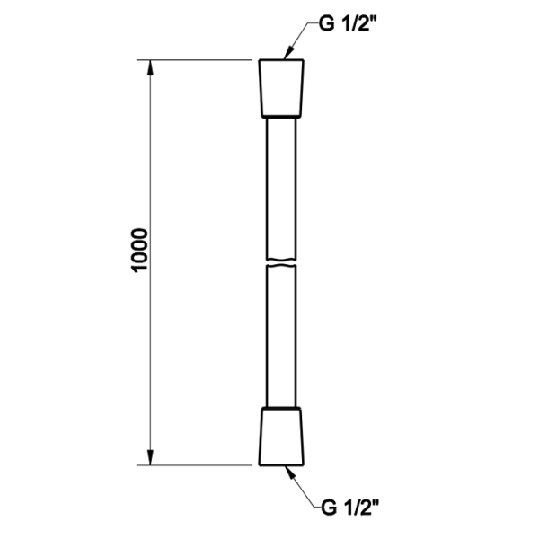 шланг gessi 28773#031 сromalux с коническим соединением на 1/2", 1,00 м, цвет: хром