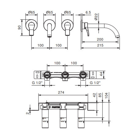 смеситель для раковины fantini al/23 26 02 b913b цвет хром