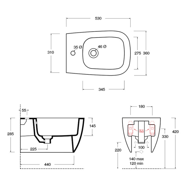 подвесное биде alice wunder 45010101 цвет белый