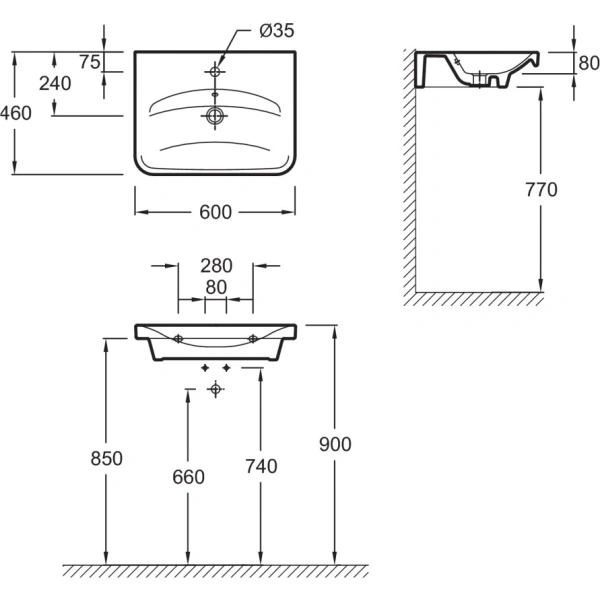 раковина подвесная 60x46 см jacob delafon replay e4485-00