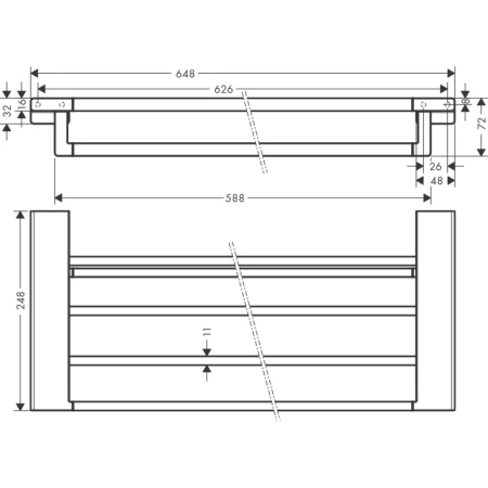 полка для полотенец 64,8 см hansgrohe addstoris 41751000, цвет хром