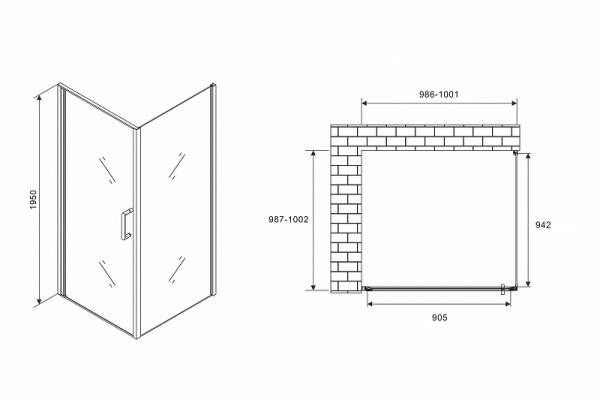 душевой уголок abber sonnenstrand 100×100 ag04100-s100 профиль хром, стекло прозрачное