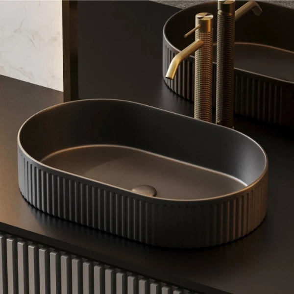 раковина-чаша abber bequem ac2116mb 57,5x36 см, накладная, черный матовый