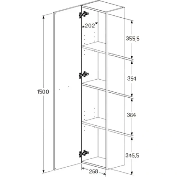 пенал roca victoria a857564517 подвесной l/r, орех