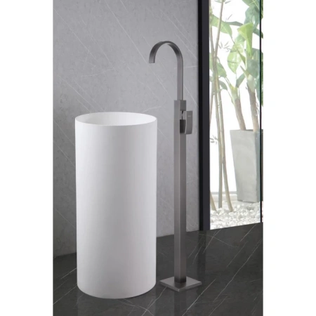 смеситель напольный для раковины abber wasserfall af8640ng никель