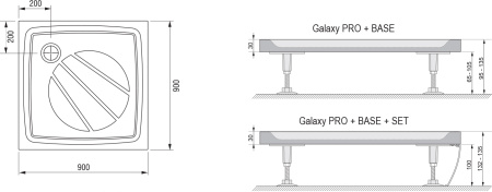 душевой поддон из искусственного камня ravak perseus pro 90×90 xa037701010 белый