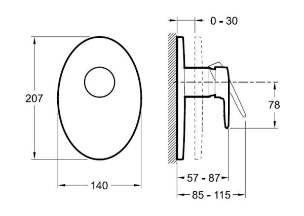 смеситель для душа jacob delafon kandel e98703-cp, хром 165416