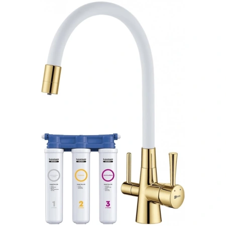 Смеситель для кухни с фильтром Lemark Comfort LM3075G-White + H851P00