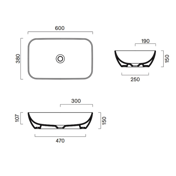 раковина накладная catalano green 0422610023 60 h15 цемент матовый